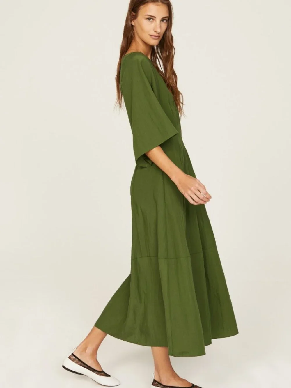 NWT Vince Flutter Sleeve Dress Herb Green sz S $425 - Picture 7 of 10